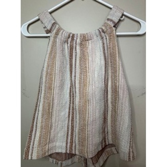 Madewell Texture & Thread Neutral Striped Button Back TankTop Brown Cream Size M - Picture 4 of 4